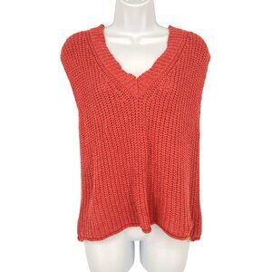 Velvet By Graham & Spencer Peach Knit V-Neck Sleeveless Sweater Size XS